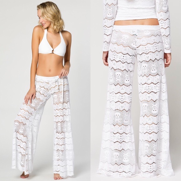 swim cover up pants white